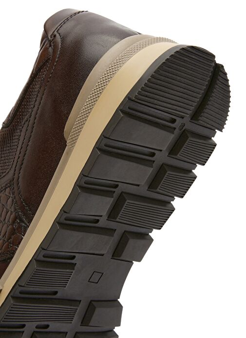 Erkek Kahverengi Bağcıklı Deri Casual Sneaker 25SFD610014 - Görsel 9