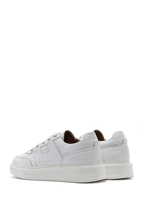 Erkek Beyaz Bağcıklı Deri Sneaker 25SFD6102FT - Görsel 6