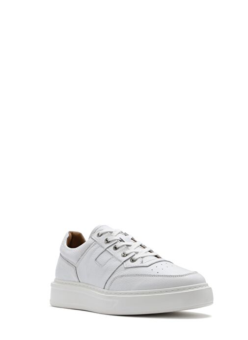 Erkek Beyaz Bağcıklı Deri Sneaker 25SFD6102FT - Görsel 7