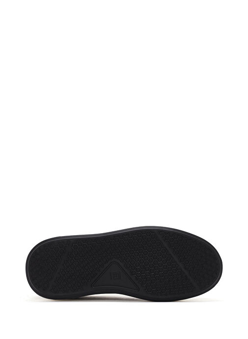 Erkek Siyah Bağcıklı Kalın Tabanlı Deri Sneaker 25SFD610618 - Görsel 5