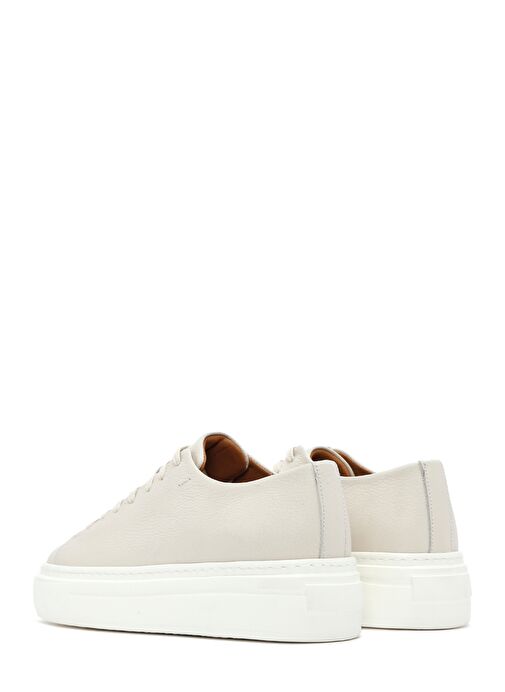 Erkek Beyaz Bağcıklı Kalın Tabanlı Deri Sneaker 25SFD6107FT - Görsel 6