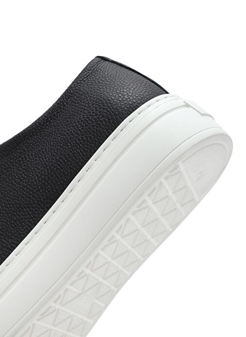 Erkek Siyah Bağcıklı Kalın Tabanlı Deri Sneaker 25SFD6107FT - Görsel 9