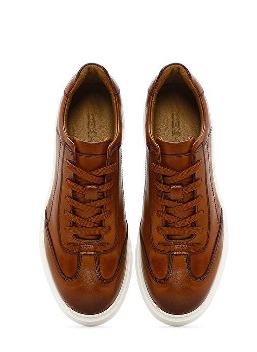 Erkek Taba Kalın Tabanlı Bağcıklı Deri Sneaker 25SFD610818 - Görsel 8