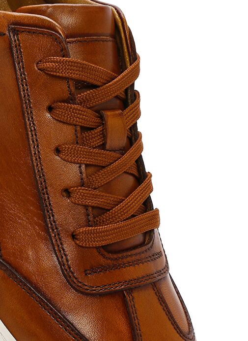 Erkek Taba Kalın Tabanlı Bağcıklı Deri Sneaker 25SFD610818 - Görsel 9