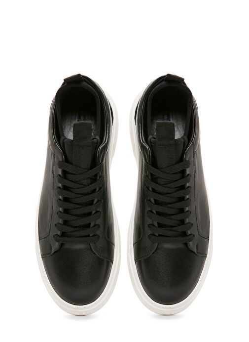 Erkek Siyah Bağcıklı Deri Sneaker 25SFD610318 - Görsel 8