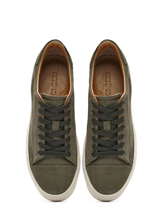 Erkek Haki Bağcıklı Deri Sneaker 25SFD6105V3 - Görsel 8