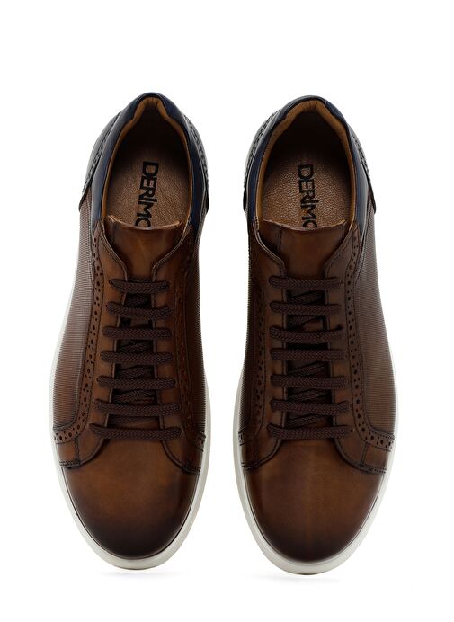 Erkek Taba Bağcıklı Deri Sneaker 25SFD6204FT - Görsel 7