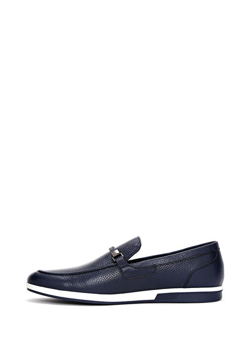 Erkek Lacivert Deri Casual Loafer 25SFD6006FT - Görsel 3