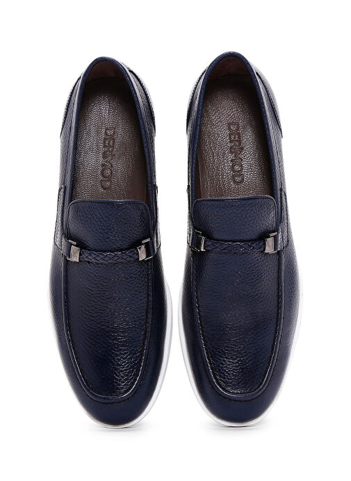 Erkek Lacivert Deri Casual Loafer 25SFD6006FT - Görsel 7