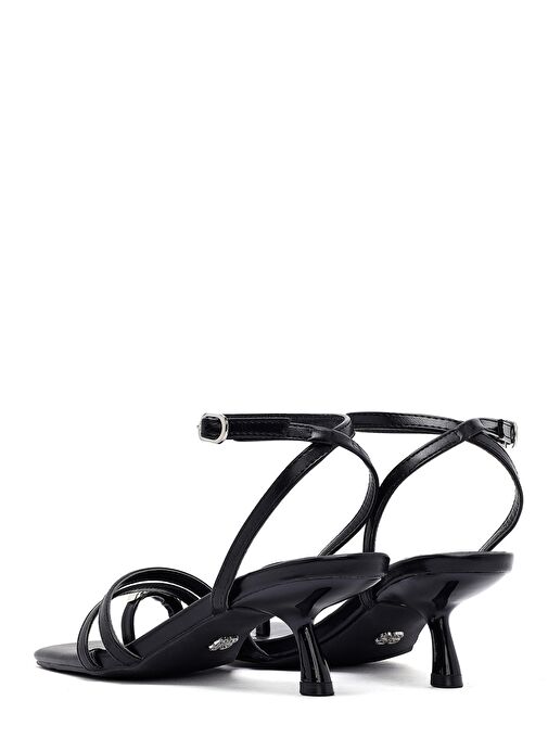 Kadın Siyah Bilekten Tokalı Kısa İnce Topuklu Sandalet 25SFE451518 - Görsel 7