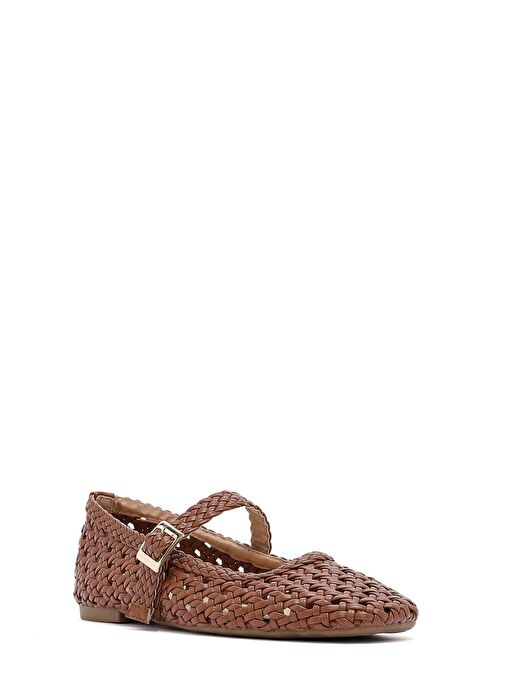 Kadın Taba Tokalı Örgülü Babet 25SFE452029 - Görsel 7