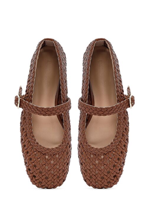 Kadın Taba Tokalı Örgülü Babet 25SFE452029 - Görsel 8