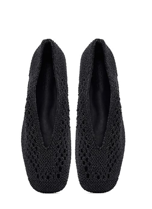 Kadın Siyah Simli Babet 25SFE45196F - Görsel 8