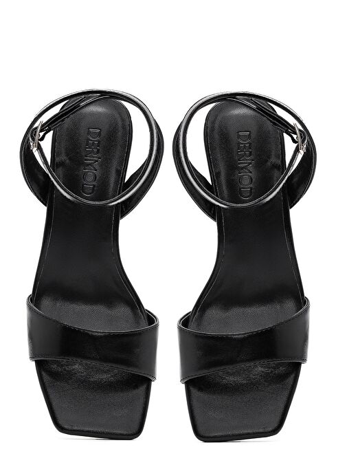 Kadın Siyah Bilekten Tokalı Kalın Topuklu Sandalet 25SFE451618 - Görsel 9