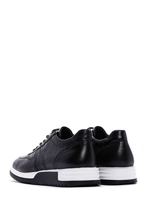 Erkek Siyah Bağcıklı Deri Sneaker 25SFD640014 - Görsel 6