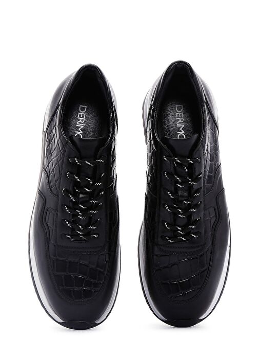 Erkek Siyah Bağcıklı Deri Sneaker 25SFD640014 - Görsel 8
