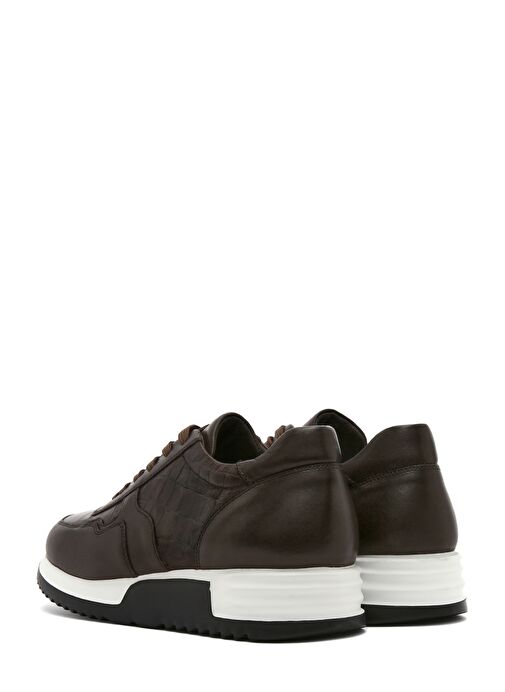Erkek Kahverengi Bağcıklı Deri Sneaker 25SFD640014 - Görsel 6