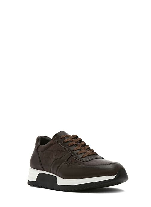 Erkek Kahverengi Bağcıklı Deri Sneaker 25SFD640014 - Görsel 7