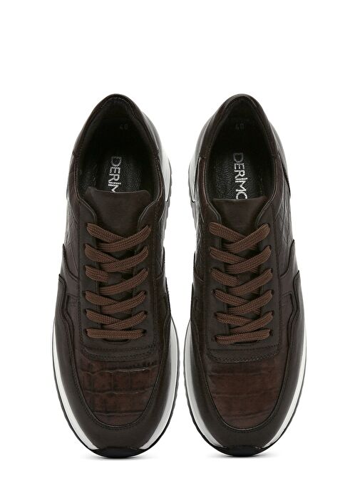 Erkek Kahverengi Bağcıklı Deri Sneaker 25SFD640014 - Görsel 8