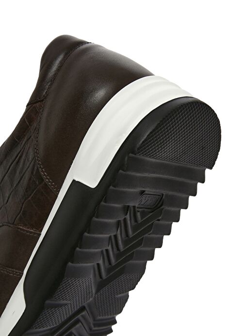 Erkek Kahverengi Bağcıklı Deri Sneaker 25SFD640014 - Görsel 9