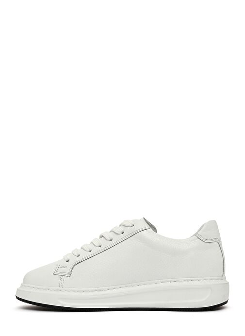 Erkek Beyaz Bağcıklı Deri Sneaker 25SFD640318 - Görsel 3