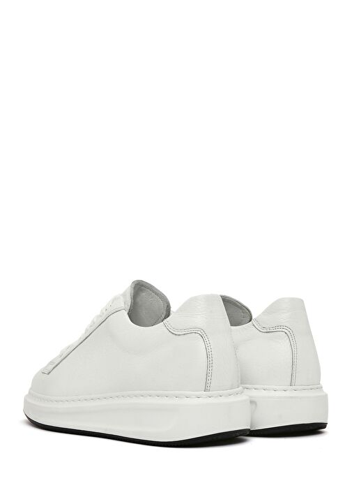 Erkek Beyaz Bağcıklı Deri Sneaker 25SFD640318 - Görsel 6