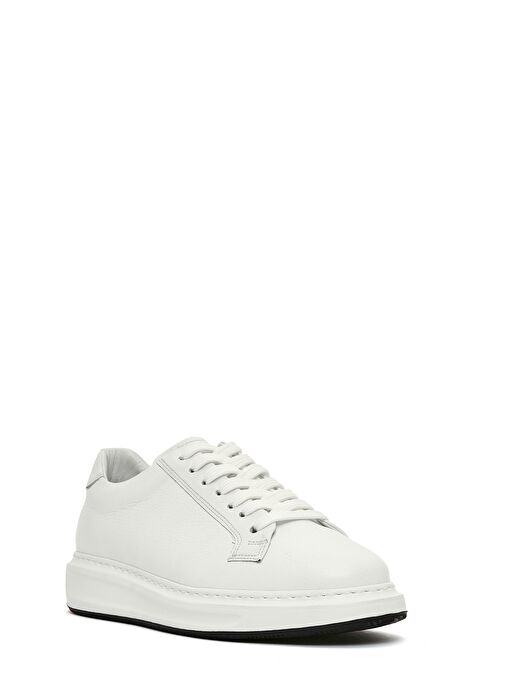 Erkek Beyaz Bağcıklı Deri Sneaker 25SFD640318 - Görsel 7
