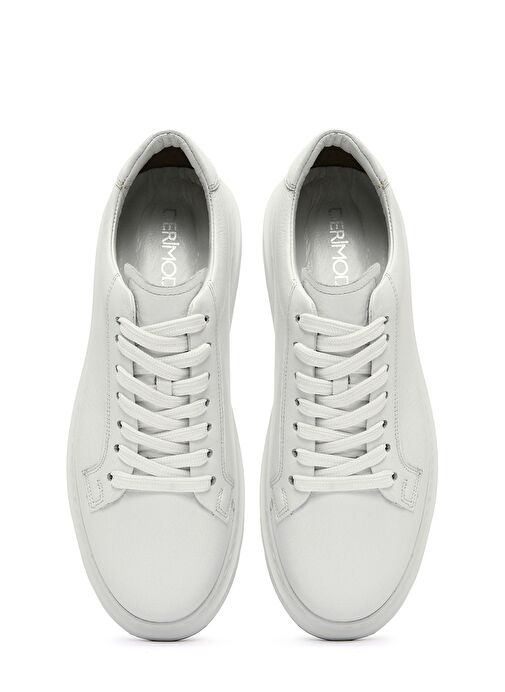 Erkek Beyaz Bağcıklı Deri Sneaker 25SFD640318 - Görsel 8