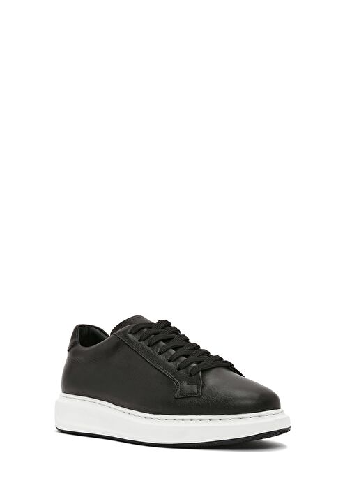 Erkek Siyah Bağcıklı Deri Sneaker 25SFD640318 - Görsel 7