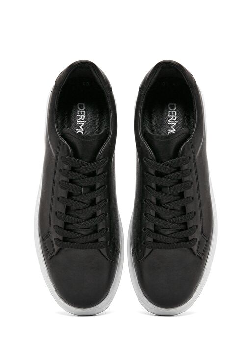 Erkek Siyah Bağcıklı Deri Sneaker 25SFD640318 - Görsel 8