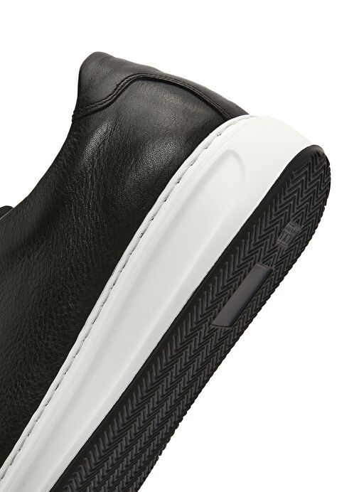 Erkek Siyah Bağcıklı Deri Sneaker 25SFD640318 - Görsel 9