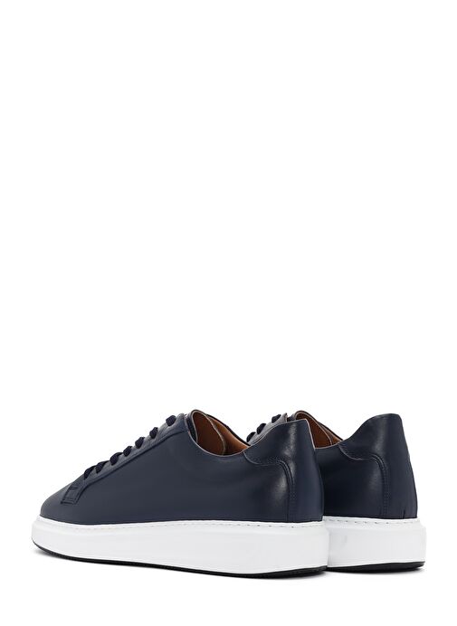 Erkek Lacivert Bağcıklı Deri Sneaker 25SFD640318 - Görsel 6