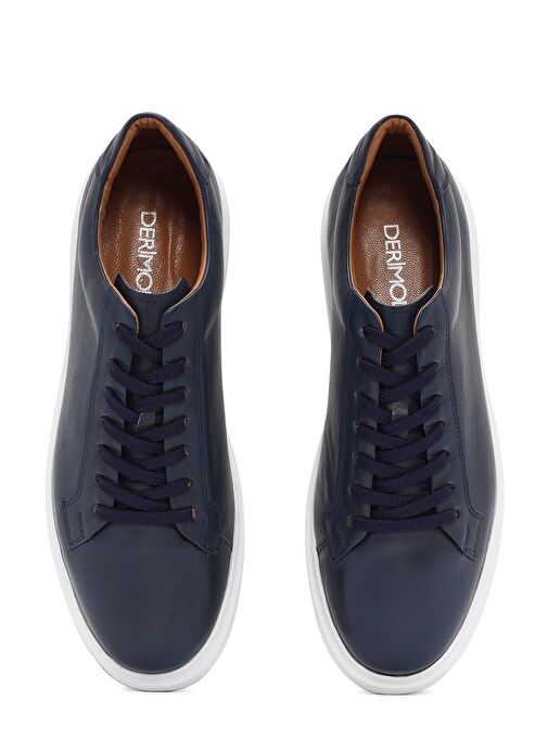 Erkek Lacivert Bağcıklı Deri Sneaker 25SFD640318 - Görsel 8