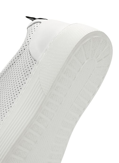 Erkek Beyaz Bağcıklı Deri Sneaker 25SFD640414 - Görsel 9
