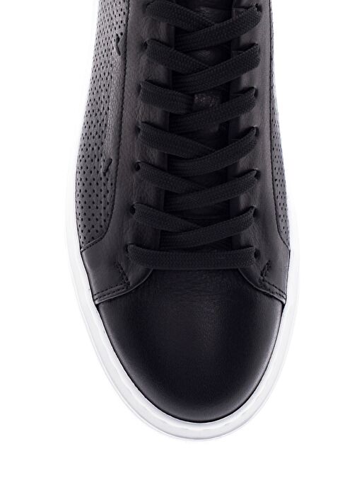 Erkek Siyah Bağcıklı Deri Sneaker 25SFD640414 - Görsel 6