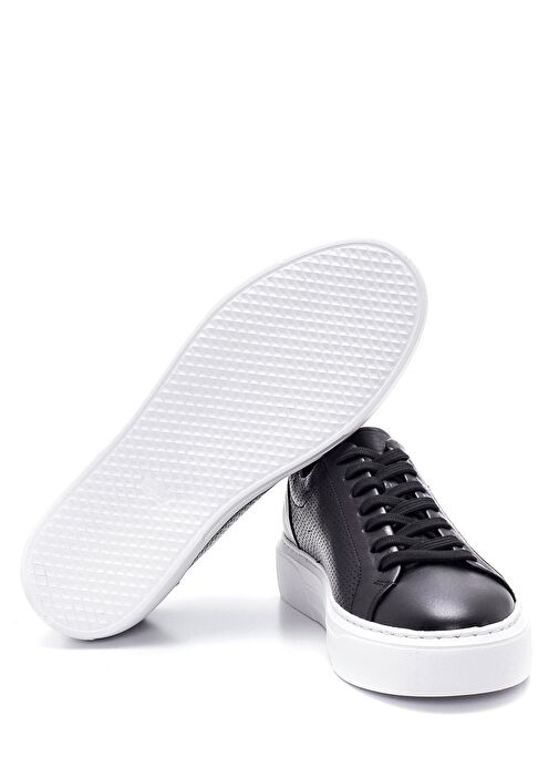Erkek Siyah Bağcıklı Deri Sneaker 25SFD640414 - Görsel 7