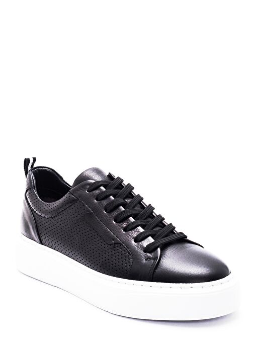 Erkek Siyah Bağcıklı Deri Sneaker 25SFD640414 - Görsel 8
