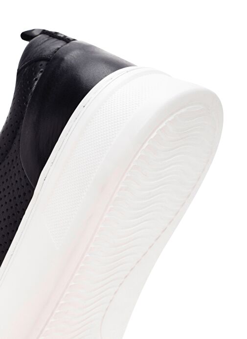 Erkek Siyah Bağcıklı Deri Sneaker 25SFD640414 - Görsel 9