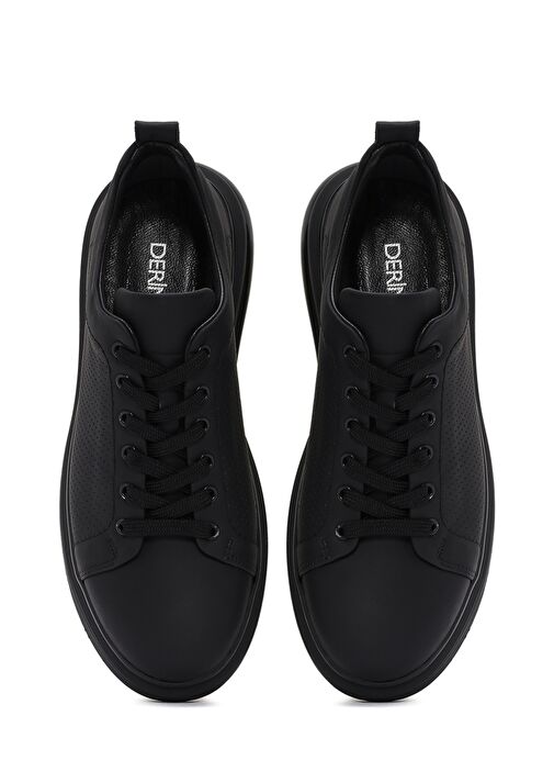Erkek Siyah Bağcıklı Deri Sneaker 25SFD6405DI - Görsel 8