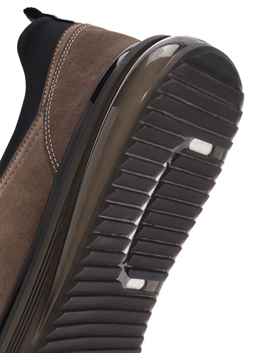 Erkek Vizon Bağcıklı Kalın Tabanlı Deri Casual Sneaker 25SFD640810 - Görsel 9