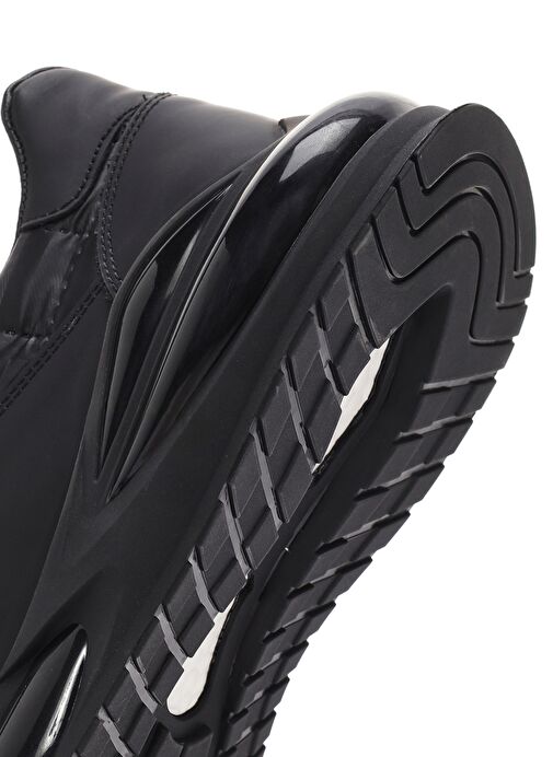 Erkek Siyah Bağcıklı Kalın Tabanlı Deri Sneaker 25SFD640914 - Görsel 9