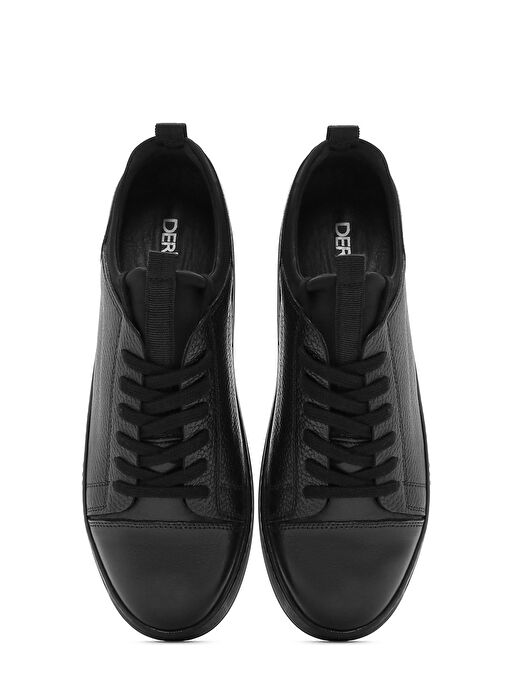 Erkek Siyah Bağcıklı Deri Sneaker 25SFD6300FT - Görsel 8