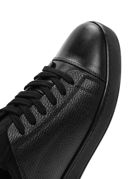 Erkek Siyah Bağcıklı Deri Sneaker 25SFD6300FT - Görsel 9