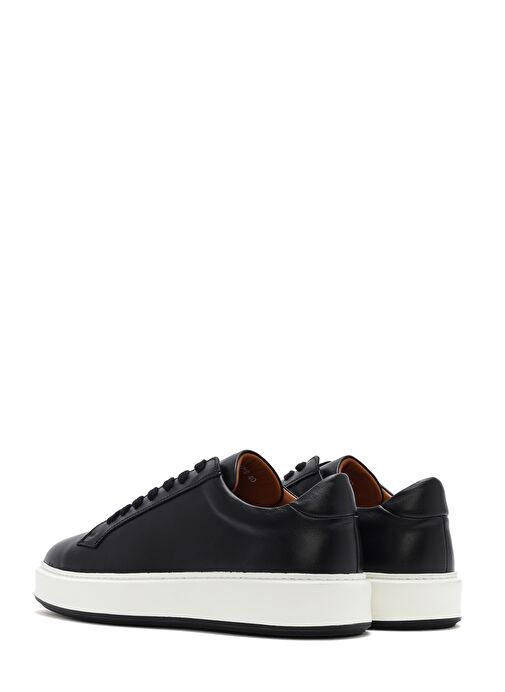 Erkek Siyah Kalın Tabanlı Bağcıklı Deri Sneaker 25SFD630718 - Görsel 6