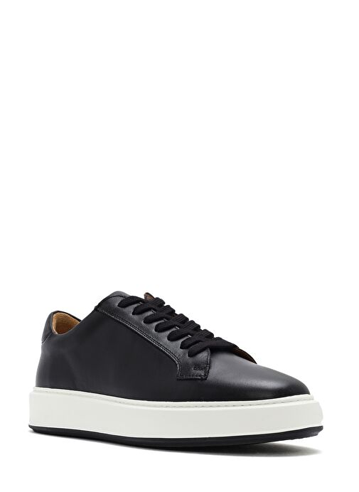 Erkek Siyah Kalın Tabanlı Bağcıklı Deri Sneaker 25SFD630718 - Görsel 8