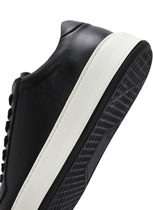 Erkek Siyah Kalın Tabanlı Bağcıklı Deri Sneaker 25SFD630718 - Görsel 9