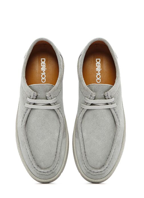 Erkek Gri Bağcıklı Süet Deri Casual Ayakkabı 25SFD630610 - Görsel 8