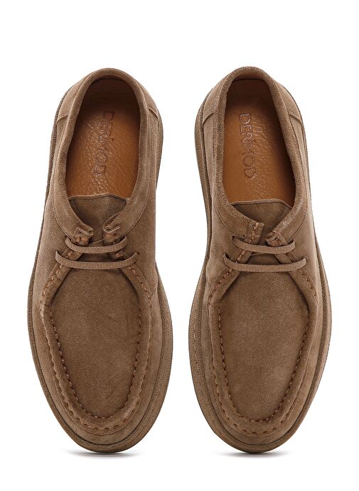 Erkek Vizon Bağcıklı Süet Deri Casual Ayakkabı 25SFD630610 - Görsel 7