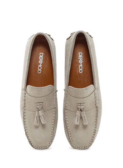 Erkek Bej Süet Deri Loafer 25SFD630510 - Görsel 7