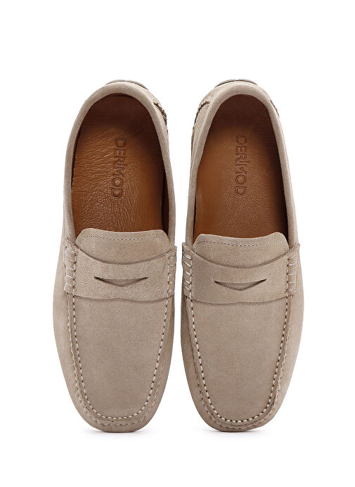 Erkek Bej Süet Deri Loafer 25SFD630310 - Görsel 7
